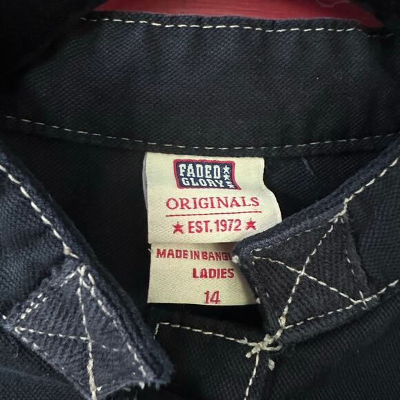 Vintage Faded Glory Size 14 Short Peplum Jean Jacket-Dark Black Wash Utility - Picture 5 of 12